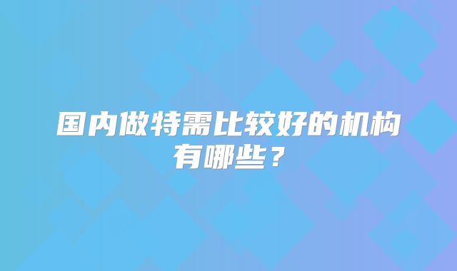 国内做特需比较好的机构有哪些?