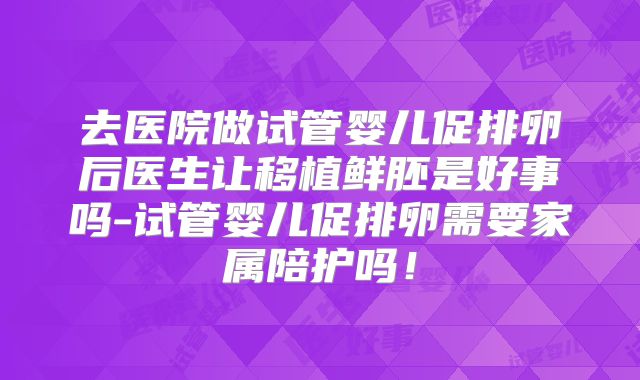 去医院做试管婴儿促排卵后医生让移植鲜胚是好事吗-试管婴儿促排卵需要家属陪护吗！