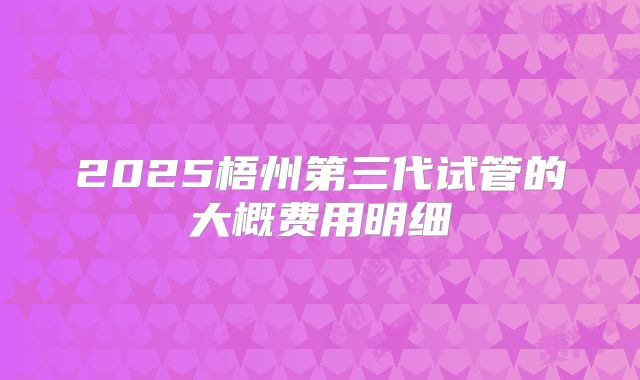2025梧州第三代试管的大概费用明细