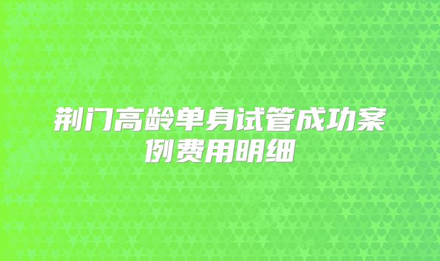 荆门高龄单身试管成功案例费用明细
