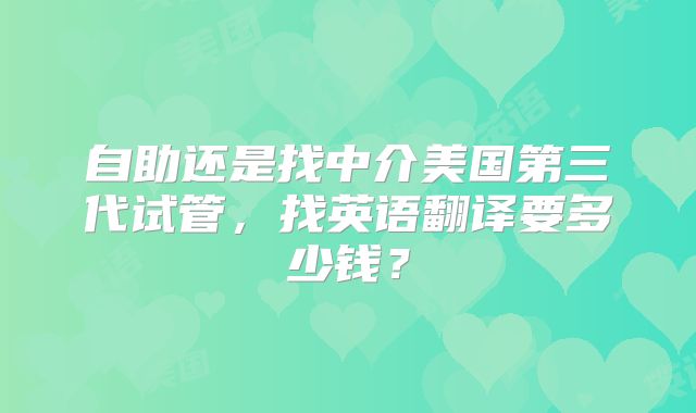 自助还是找中介美国第三代试管，找英语翻译要多少钱？