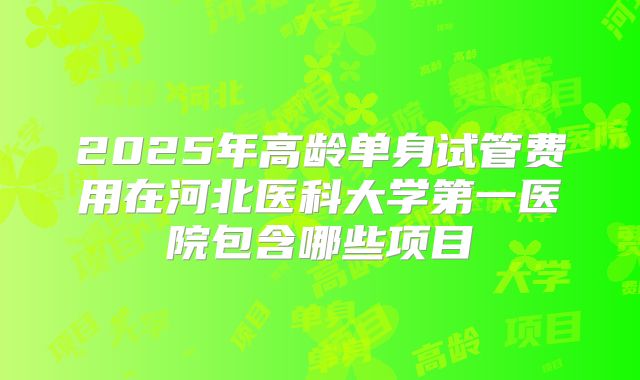 2025年高龄单身试管费用在河北医科大学第一医院包含哪些项目