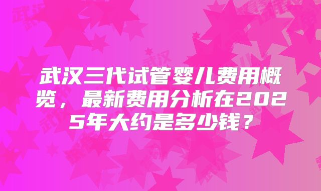 武汉三代试管婴儿费用概览，最新费用分析在2025年大约是多少钱？