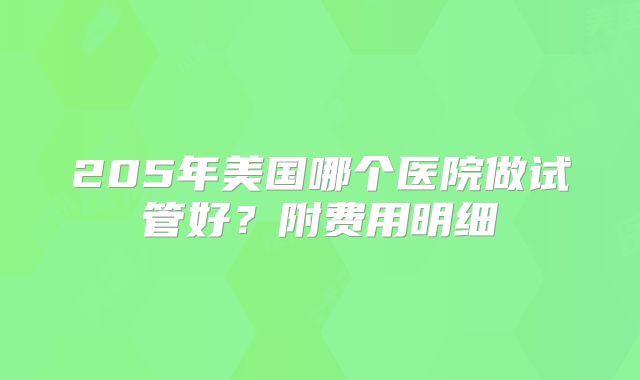 205年美国哪个医院做试管好？附费用明细