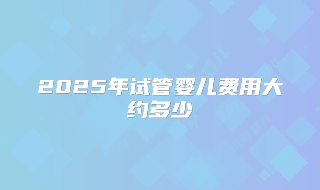 2025年试管婴儿费用大约多少