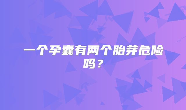一个孕囊有两个胎芽危险吗？