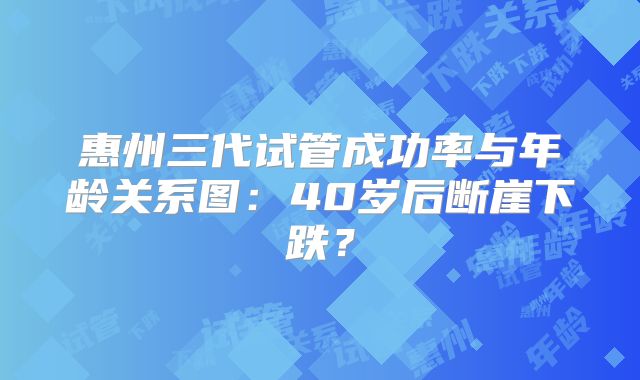 惠州三代试管成功率与年龄关系图：40岁后断崖下跌？