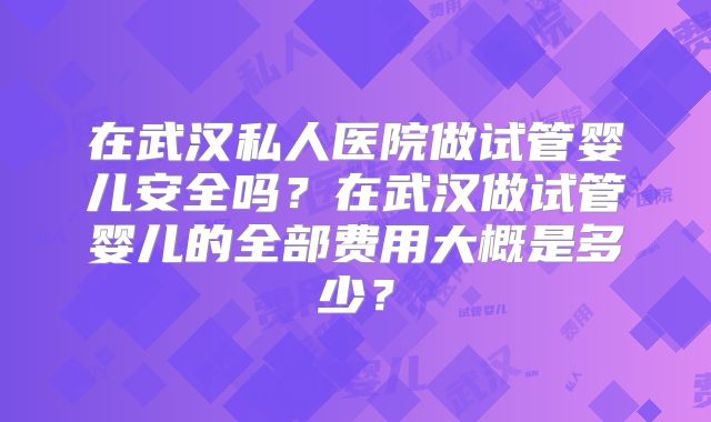 在武汉私人医院做试管婴儿安全吗？在武汉做试管婴儿的全部费用大概是多少？