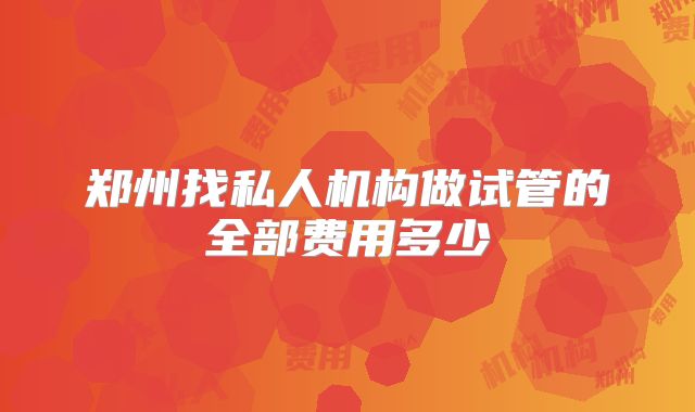 郑州找私人机构做试管的全部费用多少