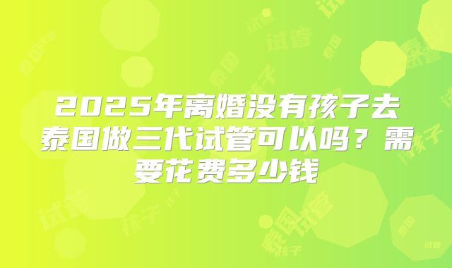 2025年离婚没有孩子去泰国做三代试管可以吗?需要花费多少钱