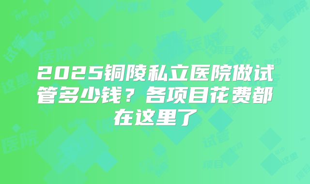 2025铜陵私立医院做试管多少钱？各项目花费都在这里了