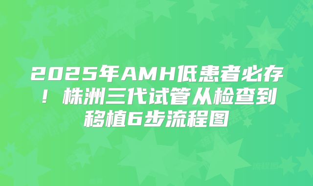 2025年AMH低患者必存！株洲三代试管从检查到移植6步流程图