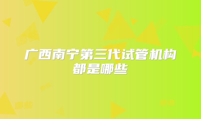 广西南宁第三代试管机构都是哪些
