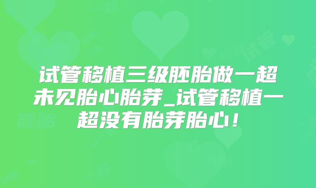 试管移植三级胚胎做一超未见胎心胎芽_试管移植一超没有胎芽胎心！