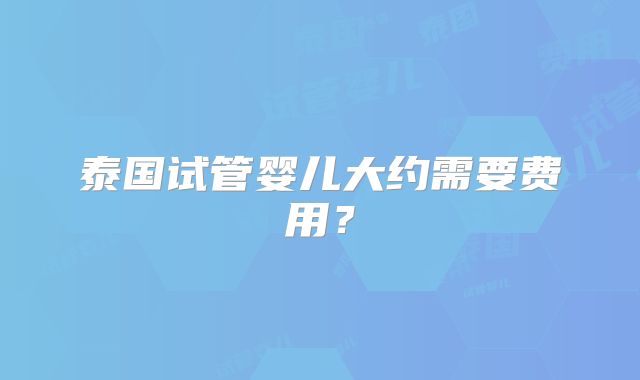 泰国试管婴儿大约需要费用?