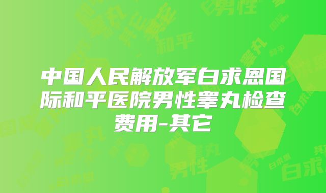 中国人民解放军白求恩国际和平医院男性睾丸检查费用-其它