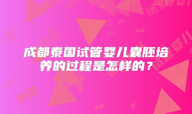 成都泰国试管婴儿囊胚培养的过程是怎样的?