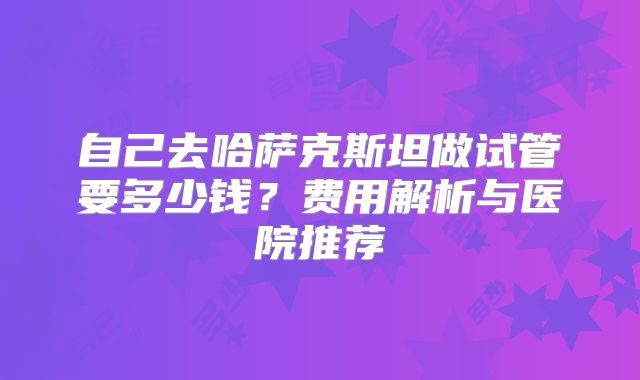 自己去哈萨克斯坦做试管要多少钱？费用解析与医院推荐