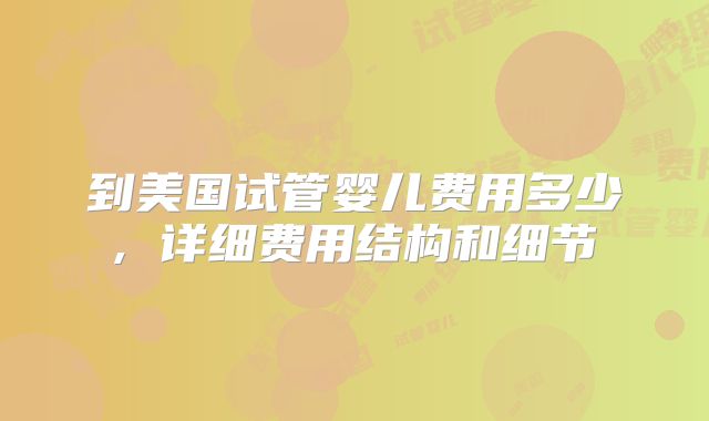 到美国试管婴儿费用多少, 详细费用结构和细节