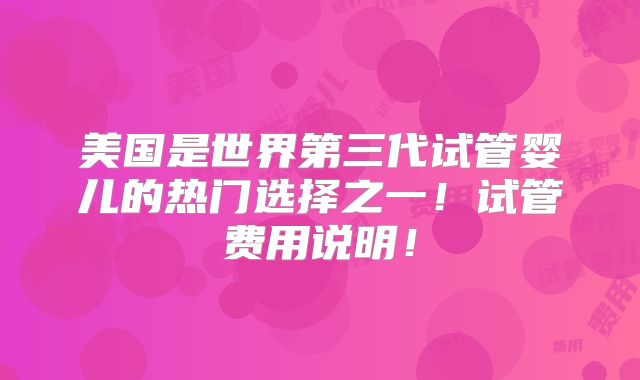 美国是世界第三代试管婴儿的热门选择之一！试管费用说明！