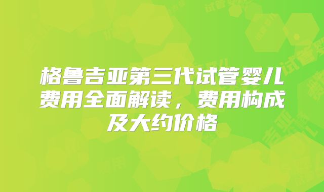 格鲁吉亚第三代试管婴儿费用全面解读，费用构成及大约价格