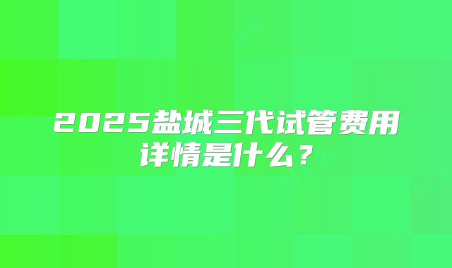 2025盐城三代试管费用详情是什么?