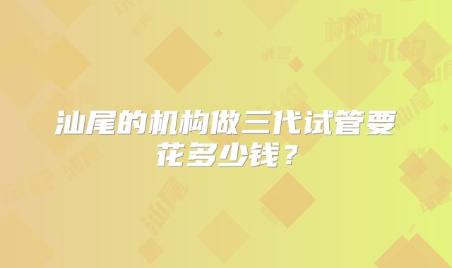 汕尾的机构做三代试管要花多少钱？
