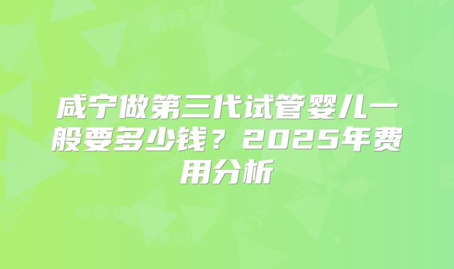 咸宁做第三代试管婴儿一般要多少钱？2025年费用分析
