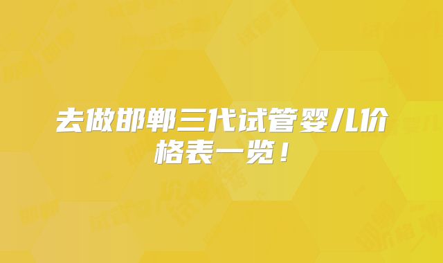 去做邯郸三代试管婴儿价格表一览！