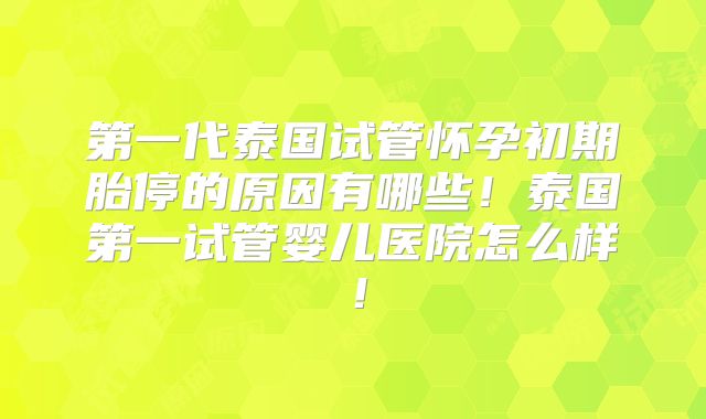 第一代泰国试管怀孕初期胎停的原因有哪些！泰国第一试管婴儿医院怎么样！