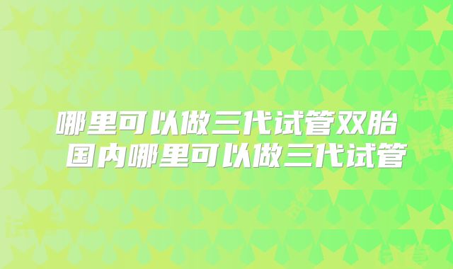 哪里可以做三代试管双胎 国内哪里可以做三代试管