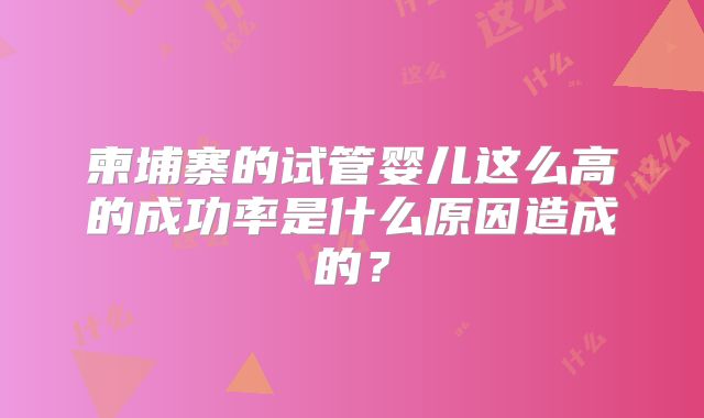 柬埔寨的试管婴儿这么高的成功率是什么原因造成的？