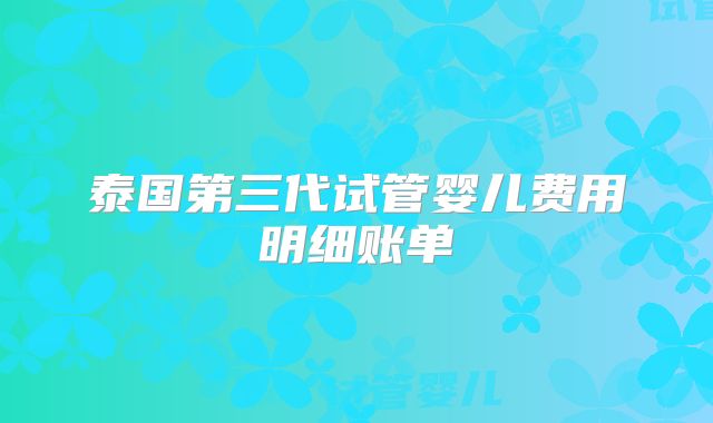泰国第三代试管婴儿费用明细账单