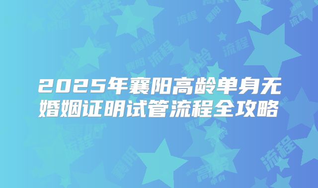 2025年襄阳高龄单身无婚姻证明试管流程全攻略