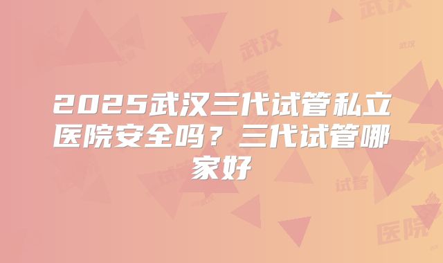 2025武汉三代试管私立医院安全吗？三代试管哪家好