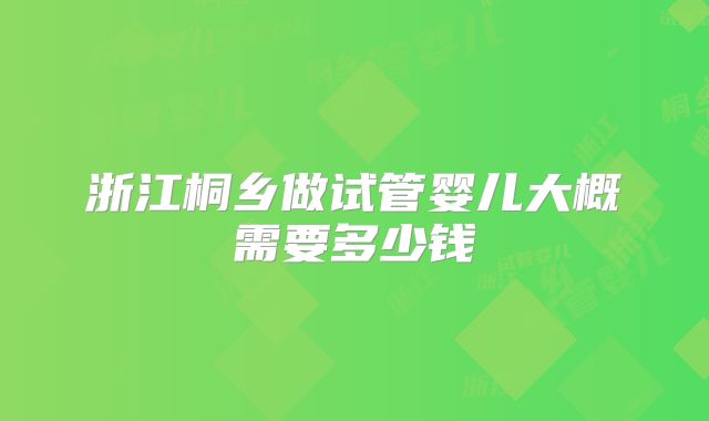 浙江桐乡做试管婴儿大概需要多少钱