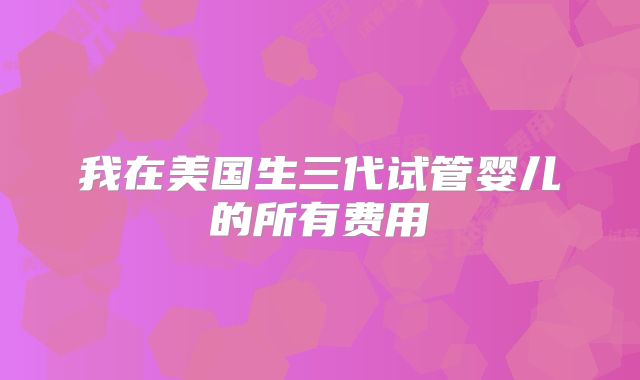 我在美国生三代试管婴儿的所有费用