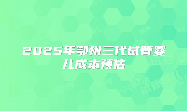 2025年鄂州三代试管婴儿成本预估