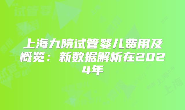 上海九院试管婴儿费用及概览:新数据解析在2024年