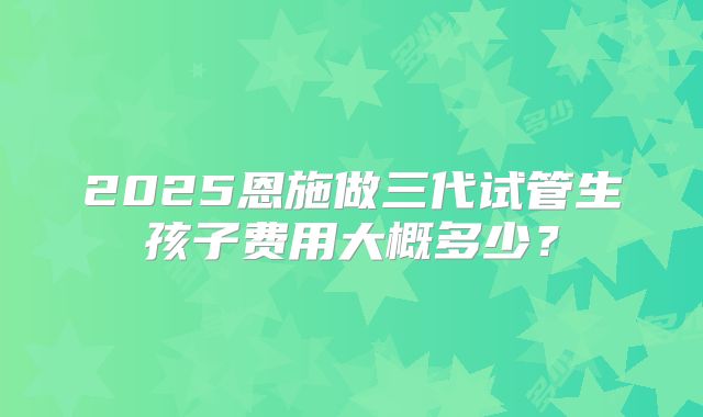 2025恩施做三代试管生孩子费用大概多少？