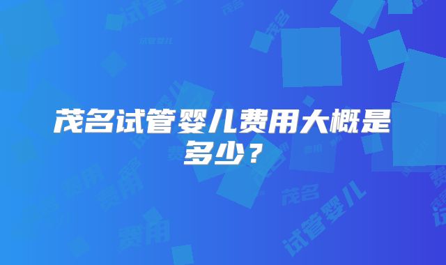 茂名试管婴儿费用大概是多少？