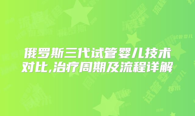 俄罗斯三代试管婴儿技术对比,治疗周期及流程详解