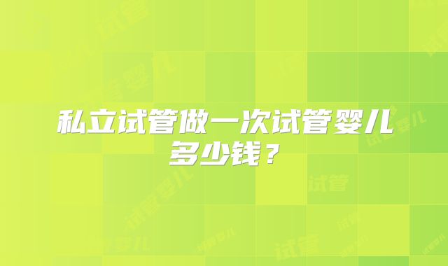 私立试管做一次试管婴儿多少钱？