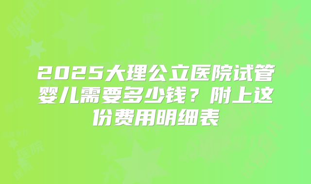 2025大理公立医院试管婴儿需要多少钱？附上这份费用明细表