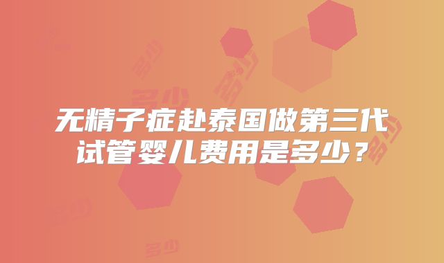 无精子症赴泰国做第三代试管婴儿费用是多少？