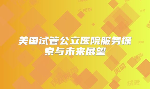 美国试管公立医院服务探索与未来展望