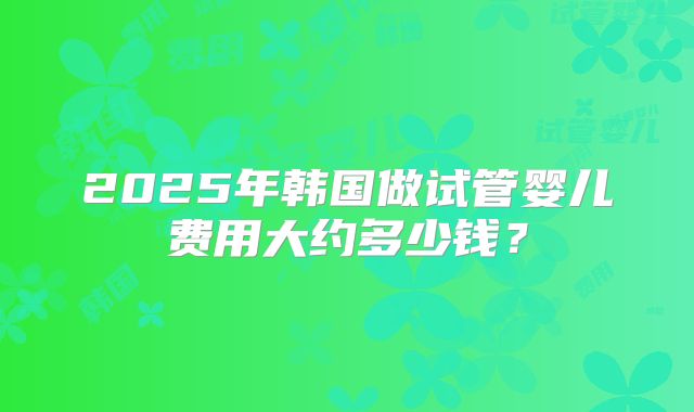 2025年韩国做试管婴儿费用大约多少钱？