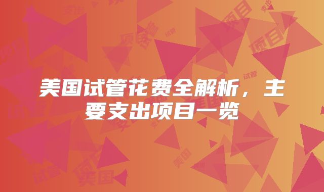 美国试管花费全解析,主要支出项目一览