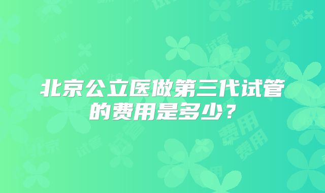 北京公立医做第三代试管的费用是多少？
