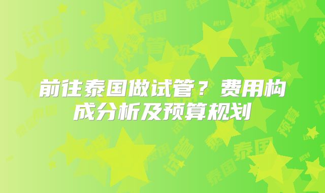 前往泰国做试管？费用构成分析及预算规划